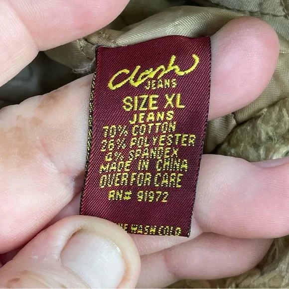 Vintage Y2K Clash Denim Jacket Faux  fur collar women size XL - Picture 6 of 9